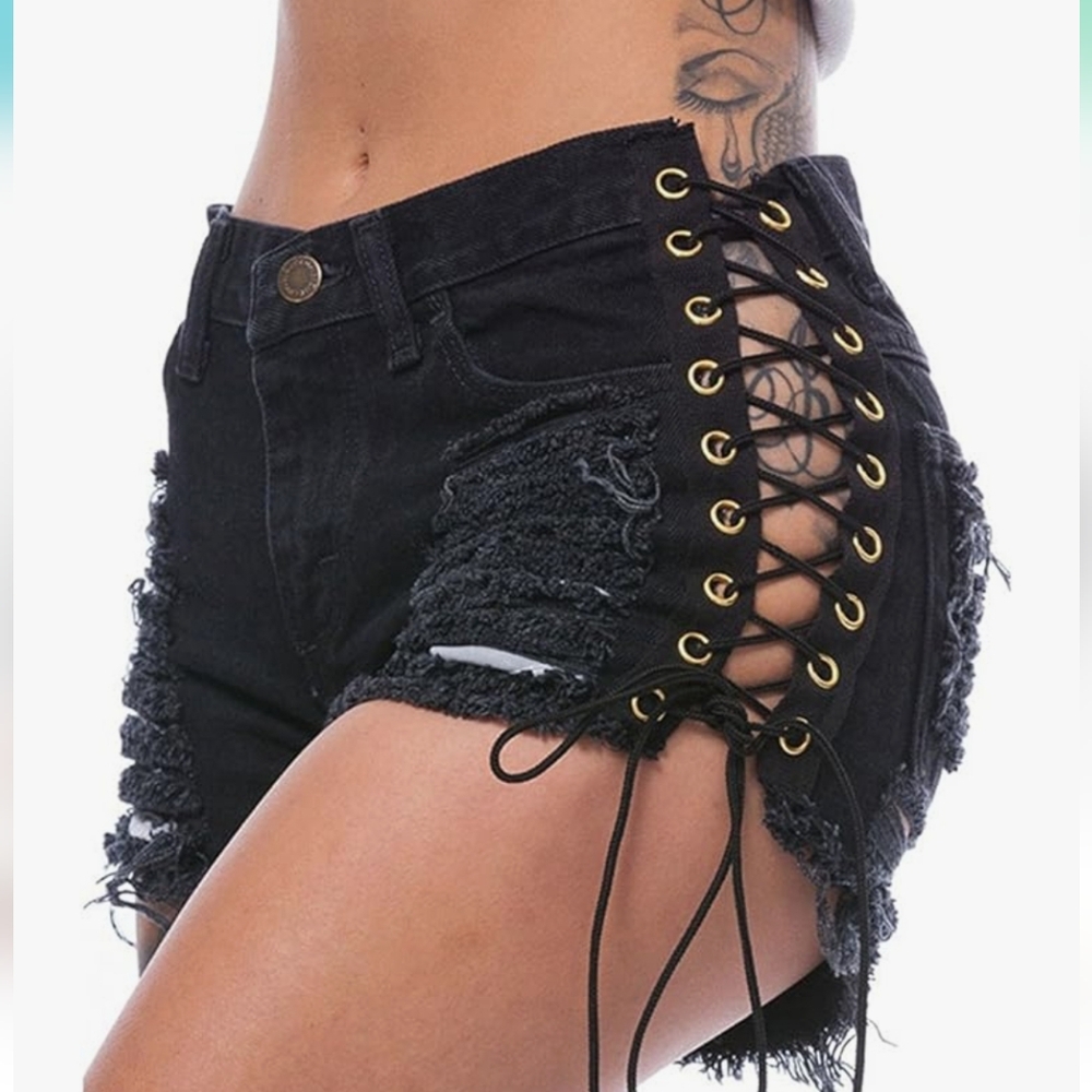 Sexy Lace Up Denim Shorts